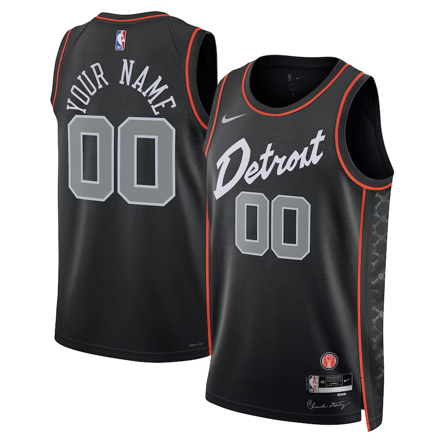 Men's Detroit Pistons Black 2023/24 Custom Swingman Jerseys - City Edition