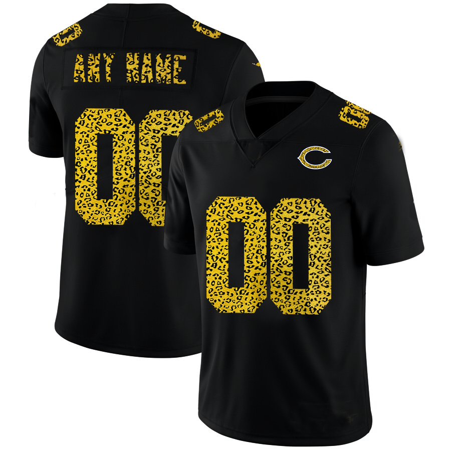 Custom1 Chicago Bears Leopard Print Fashion Vapor Limited Jerseys Black Stitched Jerseys Football Jerseys