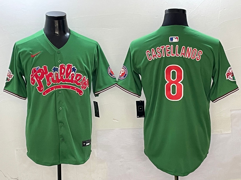 Men's Philadelphia Phillies Nick Castellanos #8 Green Game Jerseys