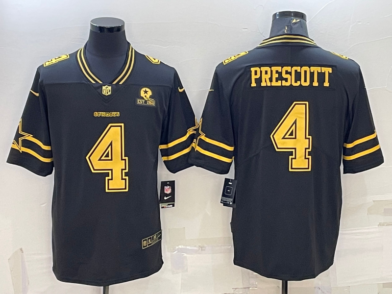 Men's Dallas Cowboys Dak Prescott #4 Black Team Player Jerseys