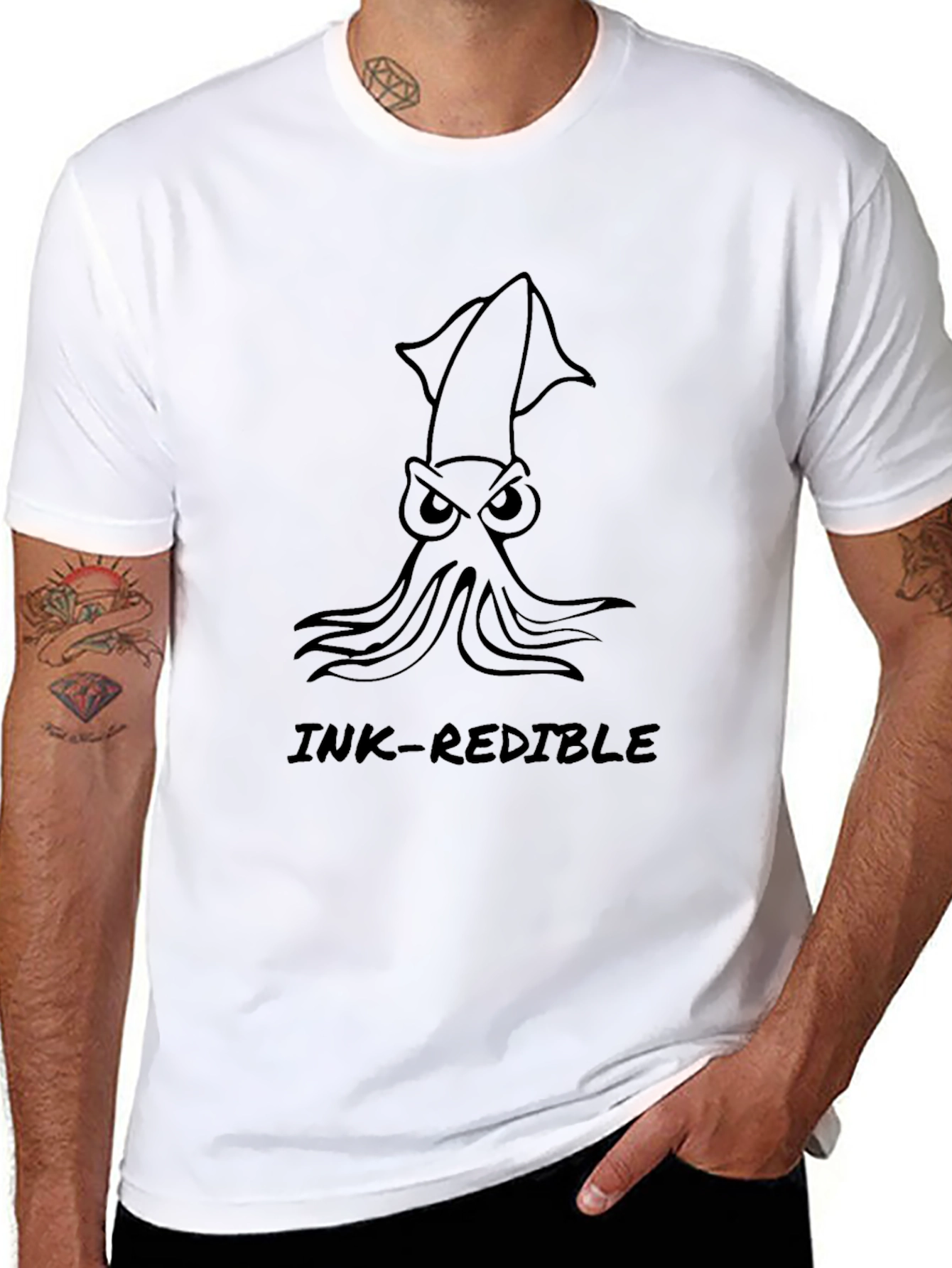Ink-Redible Squid Graphic Black T-Shirt