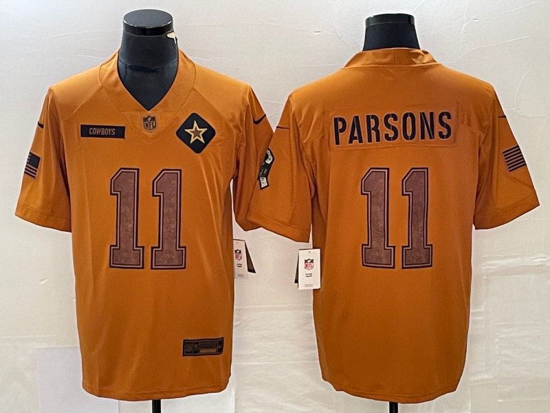 Men's Dallas Cowboys Micah Parsons #11 Brown 2023 Salute To Service Limited Jerseys