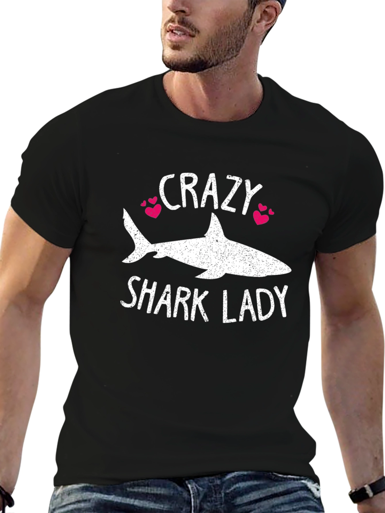 Crazy Shark Lady T-Shirt - Womens Novelty Tee