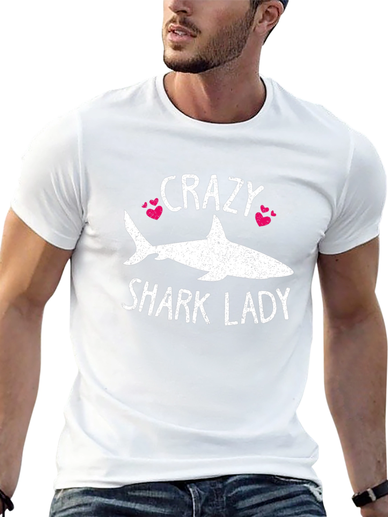Crazy Shark Lady T-Shirt - Womens Novelty Tee