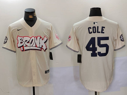 Men's New York Yankees Gerrit Cole #45 Cream Limited Player Jerseys