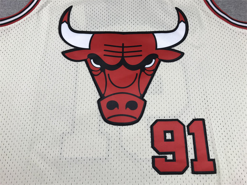 Men's Chicago Bulls Dennis Rodman #91 Cream Hardwood Classics Swingman Jerseys