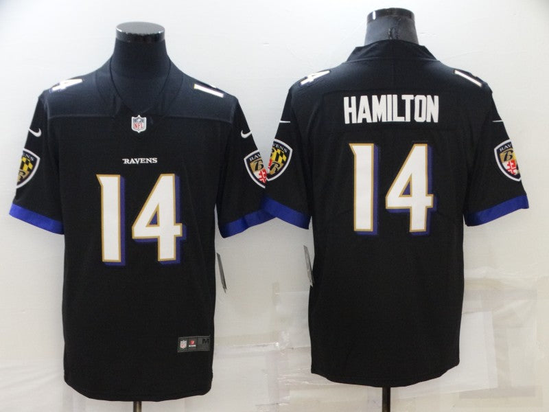 Men's Baltimore Ravens Kyle Hamilton #14 Black Game Jerseys