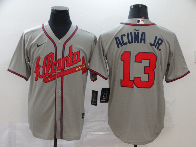 New Men's Atlanta Braves Ronald Acuna Jr. #13 Jerseys Gray