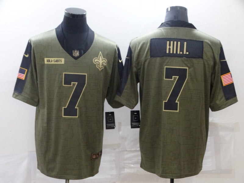 Men's New Orleans Saints Taysom Hill #7 Brown Game Jerseys