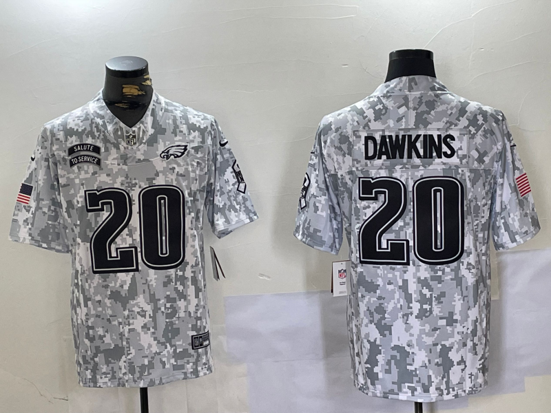 Men's Philadelphia Eagles Brian Dawkins #20 Arctic Camo 2024 Salute to Service Retired Player Limited Jerseys