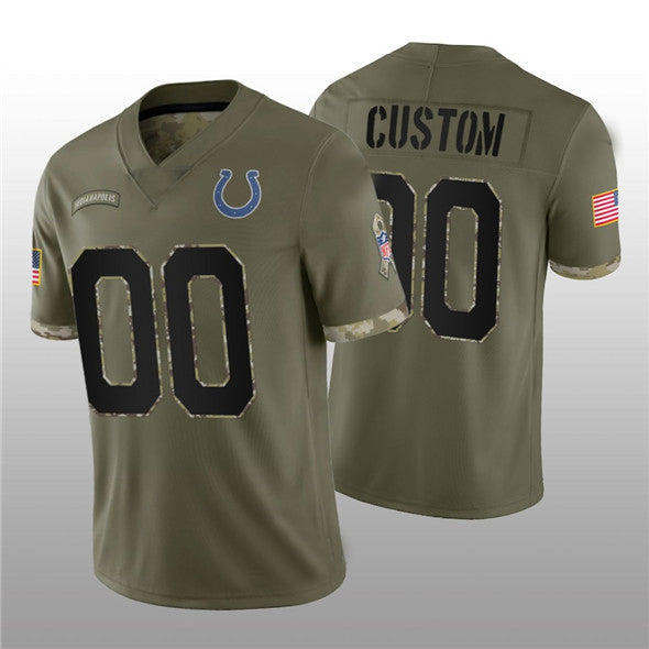 Custom1 Indianapolis Colts ACTIVE PLAYER 2022 Olive Salute To Service Limited Stitched Jerseys Football Jerseys