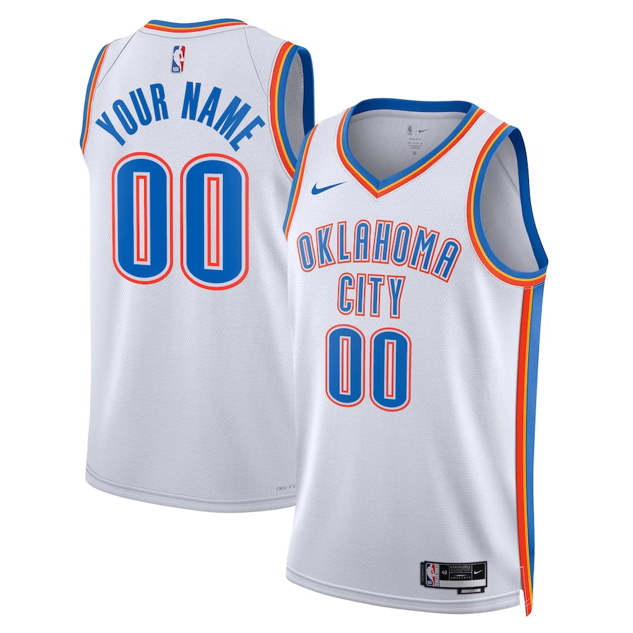 Men's Oklahoma City Thunder White Swingman Custom Jerseys - Association Edition