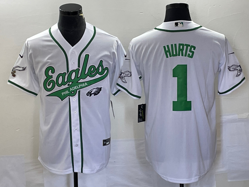 Men's Philadelphia Eagles Jalen Hurts #1 White Game Jerseys Joint Edition