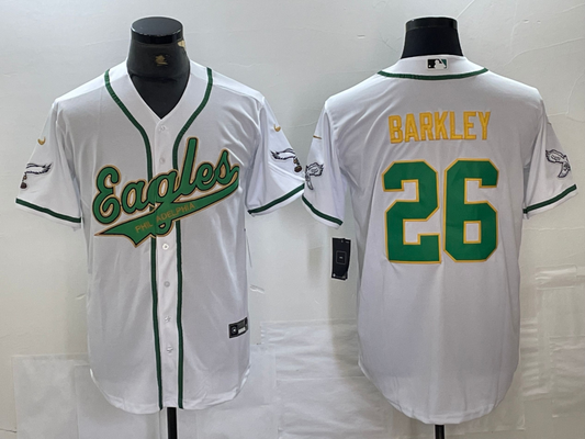 Men's Philadelphia Eagles Saquon Barkley #26 White Player Game Jerseys Joint Edition