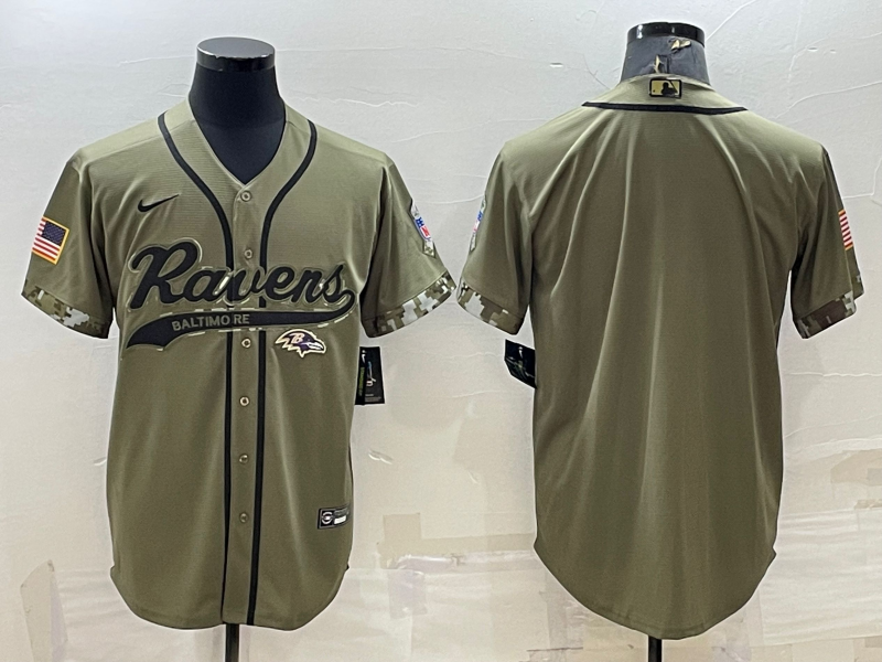 Men's Baltimore Ravens Olive 2022 Salute To Service Limited Blank Jerseys