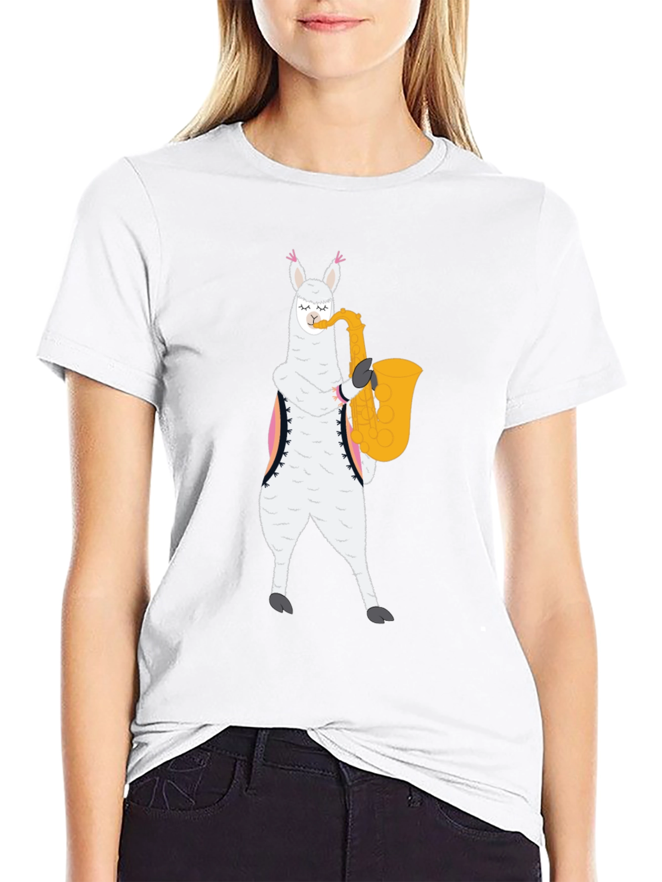 Saxophone Llama Graphic Tee