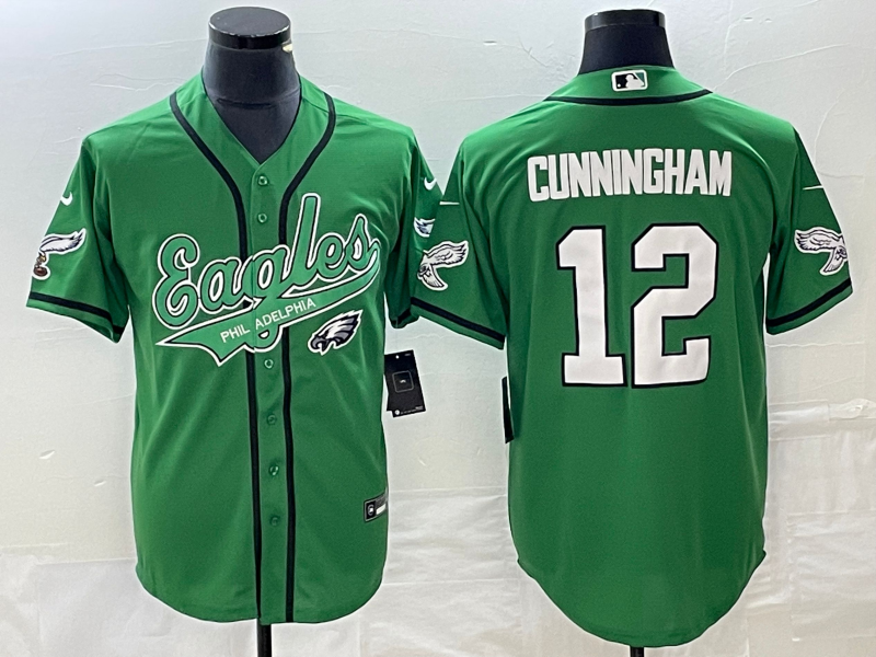 Men's Philadelphia Eagles Randall Cunningham #12 Kelly Green Game Jerseys Joint Edition