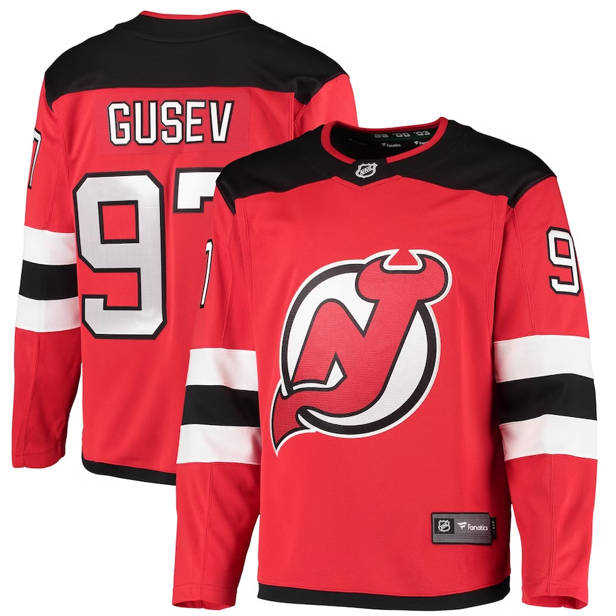 Men's New Jerseys Devils Nikita Gusev #97 Red Player Game Jerseys