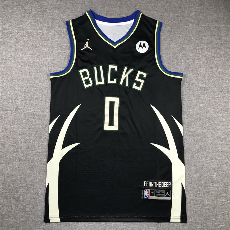 Men's Milwaukee Bucks Damian Lillard #0 Black Fast Break Player Jerseys - Statement Edition