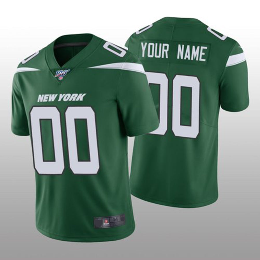 Custom1 New York Jets Green Vapor Limited 100th Season Jerseys American Stitched Jerseys Football Jerseys