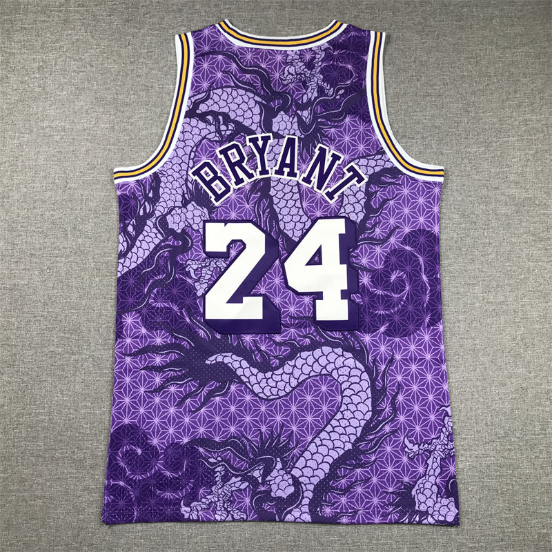 Men's Los Angeles Lakers Kobe Bryant #24 Purple Year of Dragon Edition Swingman Jerseys