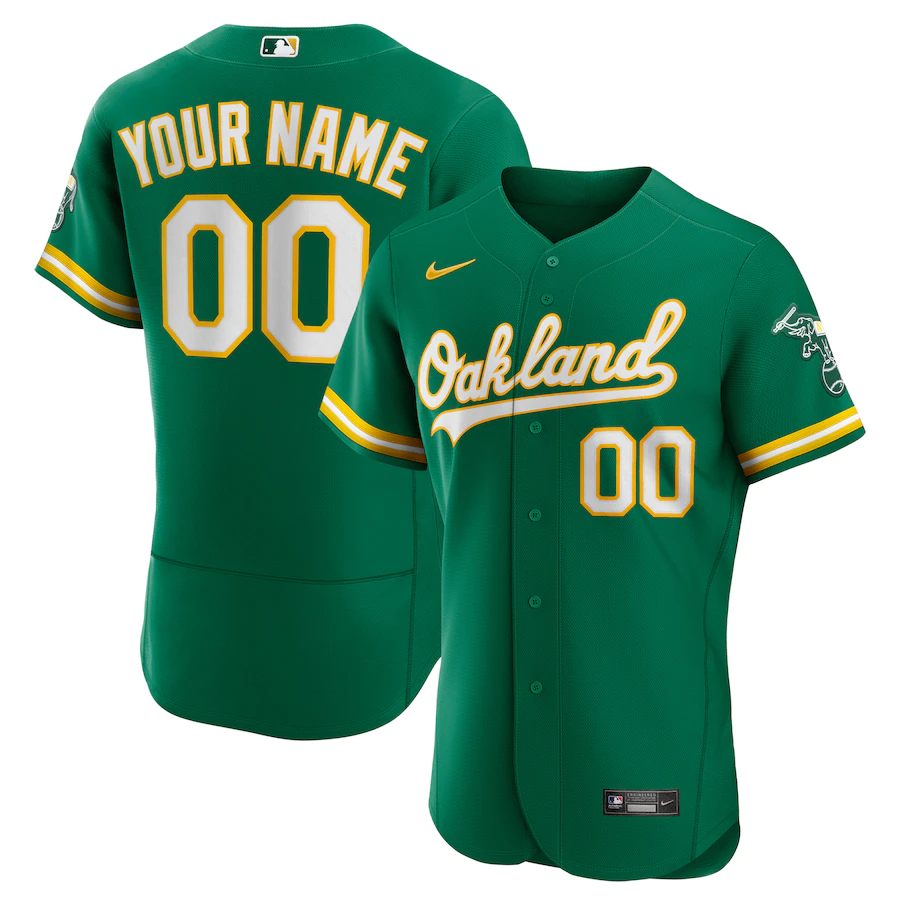 Men's Oakland Athletics Kelly Green Alternate Authentic Custom Jerseys