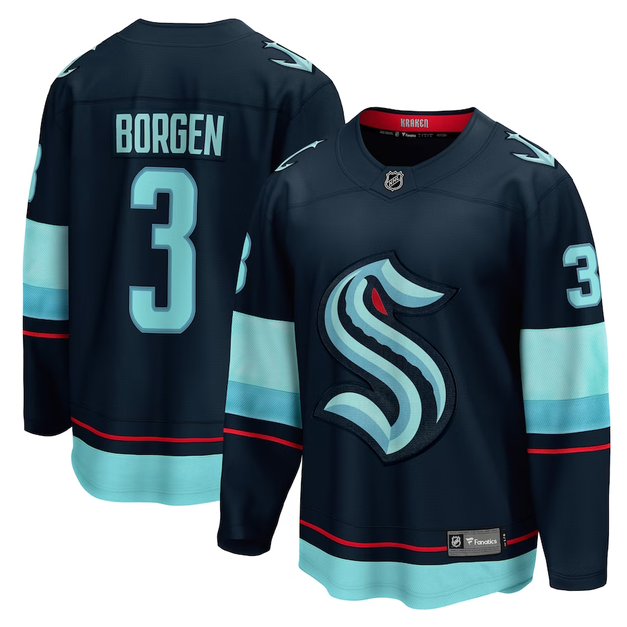 Men's Seattle Kraken Will Borgen #3 Deep Sea Blue Home Breakaway Player Jerseys