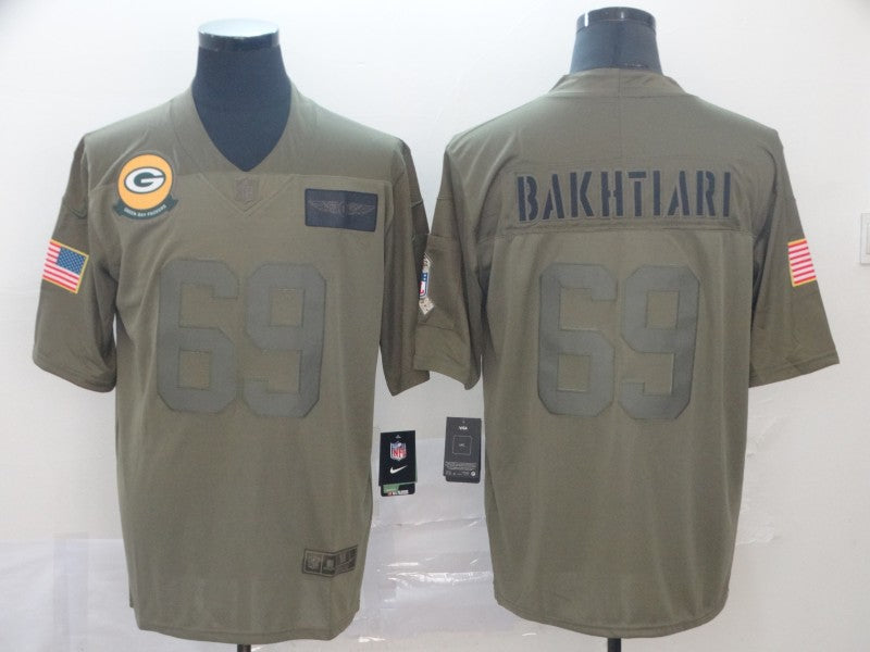 Men's Green Bay Packers David Bakhtiari #69 Brown Game Jerseys