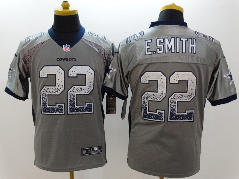 Men's Dallas Cowboys Emmitt Smith #22 Gray Game Jerseys