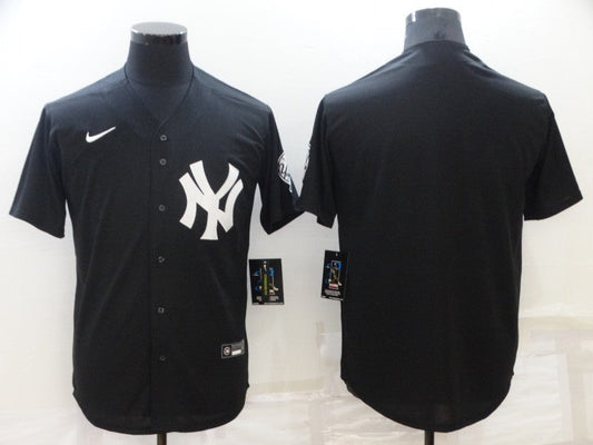 Men's New York Yankees Black Replica Blank Jerseys