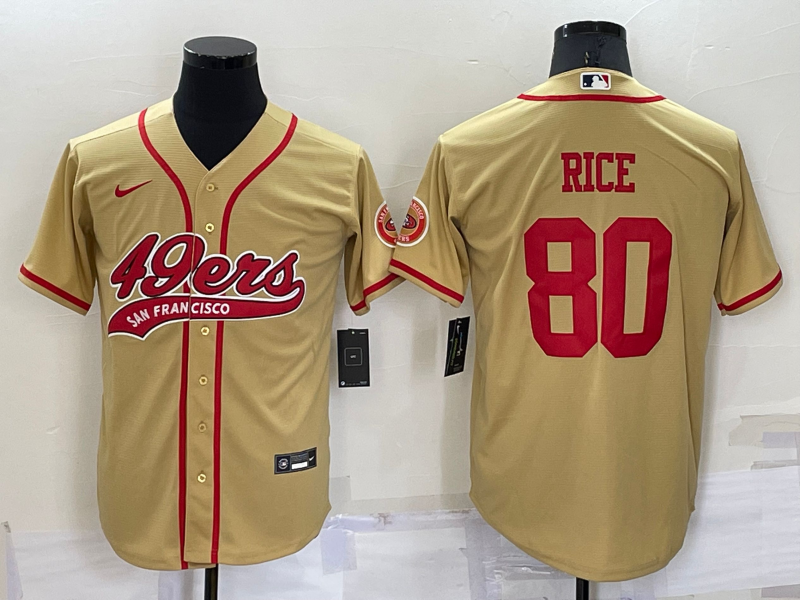 Men's San Francisco 49ers Jerry Rice #80 Gold Game Jerseys Joint Edition