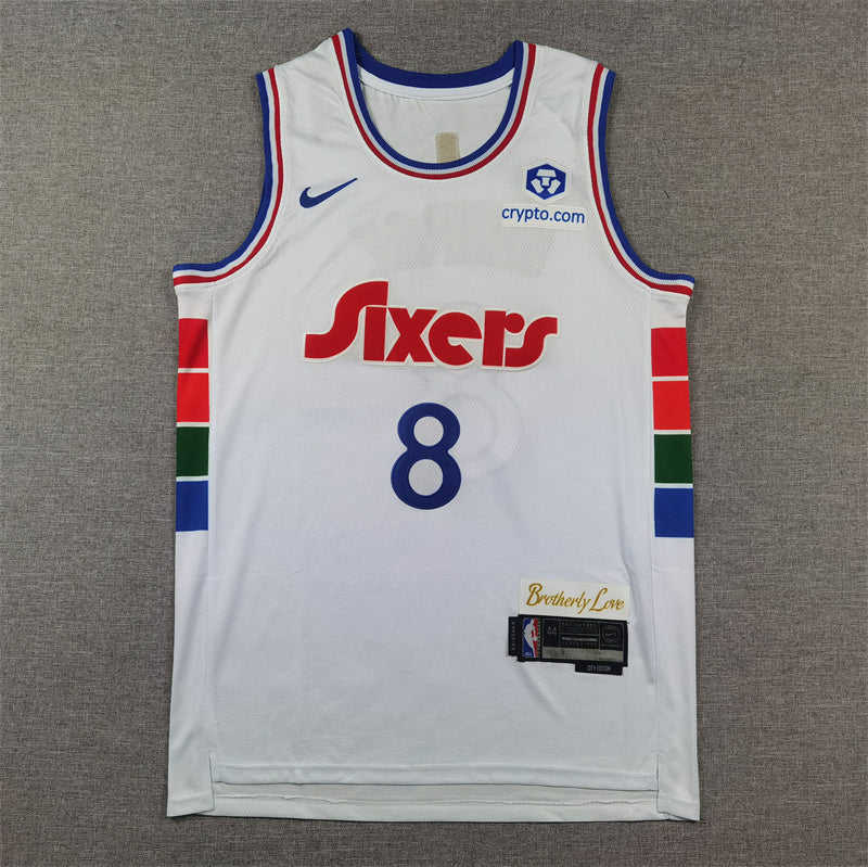 Men's Philadelphia 76ers Paul George #8 White 2024/25 Swingman Player Jerseys - City Edition