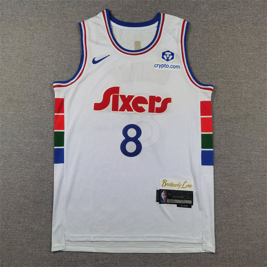 Men's Philadelphia 76ers Paul George #8 White 2024/25 Swingman Player Jerseys - City Edition
