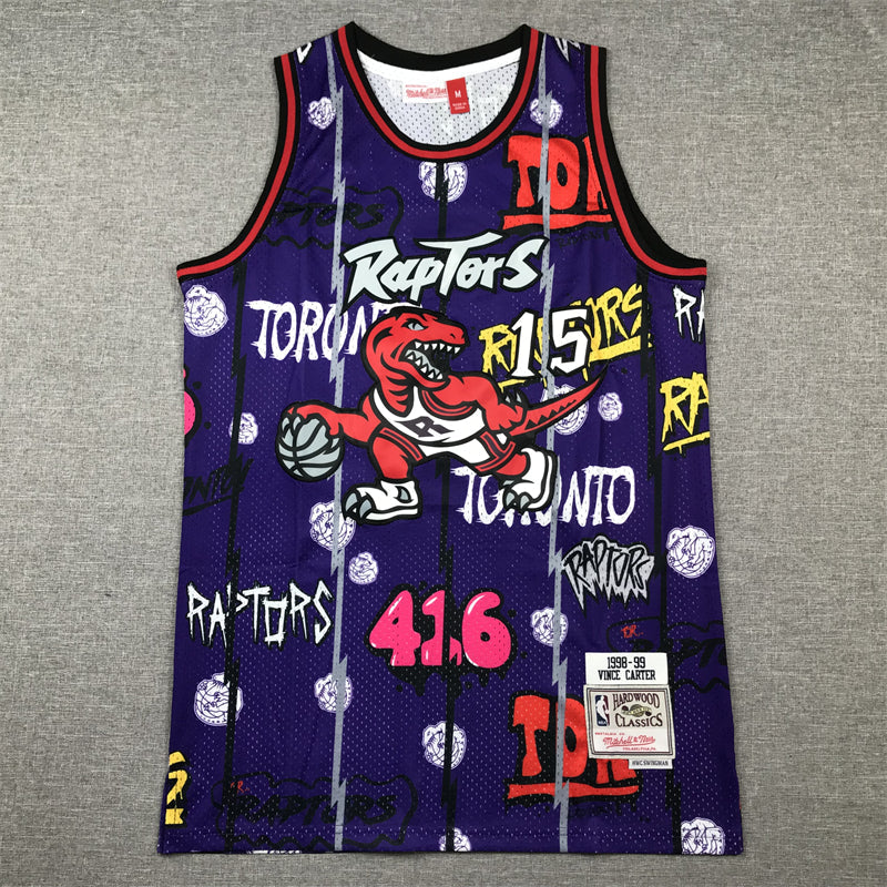 Men's Toronto Raptors Vince Carter #15 Purple Swingman Player Jerseys - Graffiti Edition