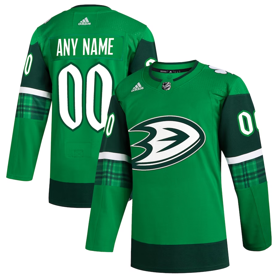 Men's Anaheim Ducks Kelly Green St. Patrick's Day Authentic Custom Jerseys