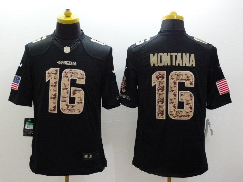 Men's San Francisco 49ers Joe Montana #16 Black Alternate Game Jerseys