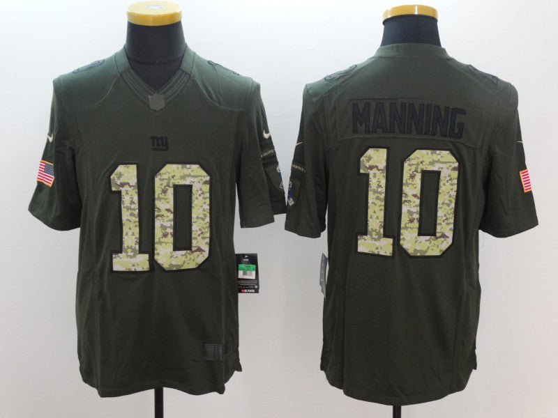 Men's New York Giants Eli Manning #10 Army Green Game Jerseys