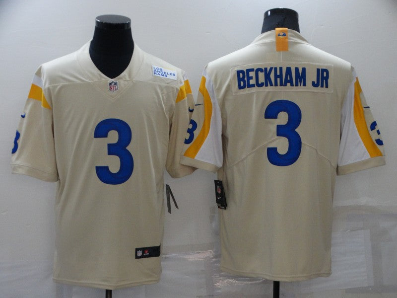 Men's Los Angeles Rams Odell Beckham Jr. #3 Beige Game Jerseys