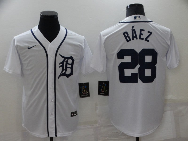 Men's Detroit Tigers Javier Baez #28 White Replica Baseball Jerseys