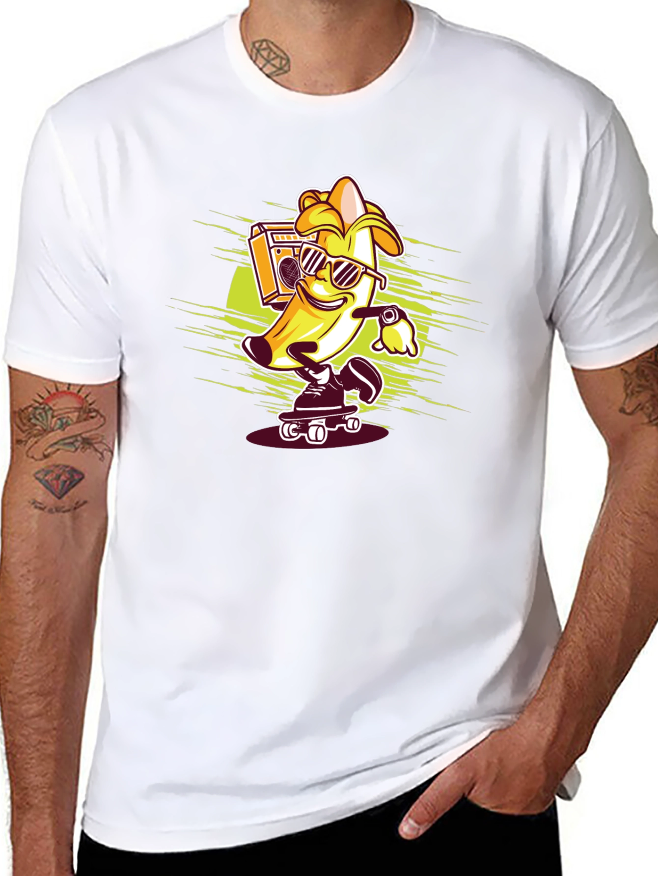 Cool Banana Skateboarder Black T-Shirt