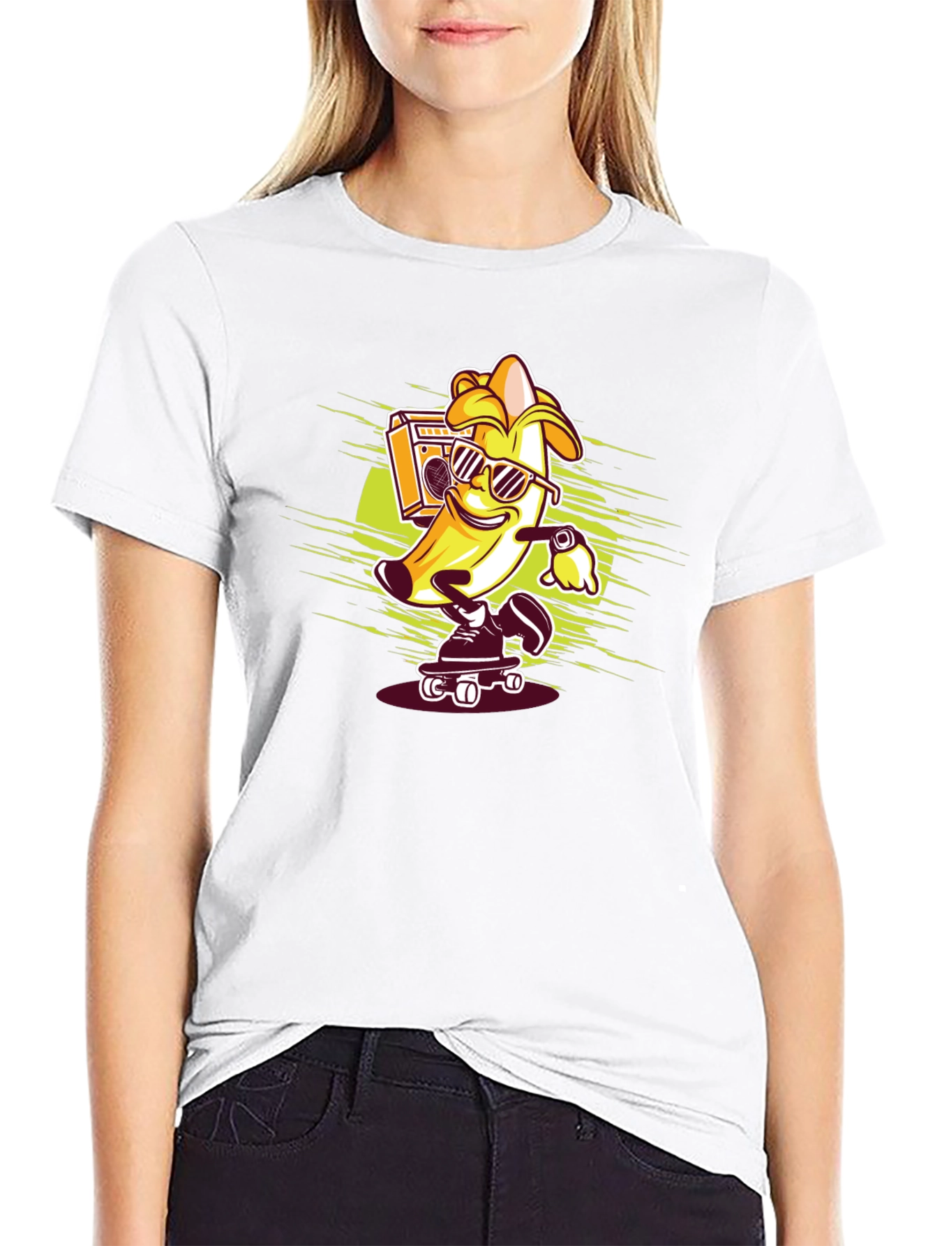 Cool Banana Skateboarder Black T-Shirt