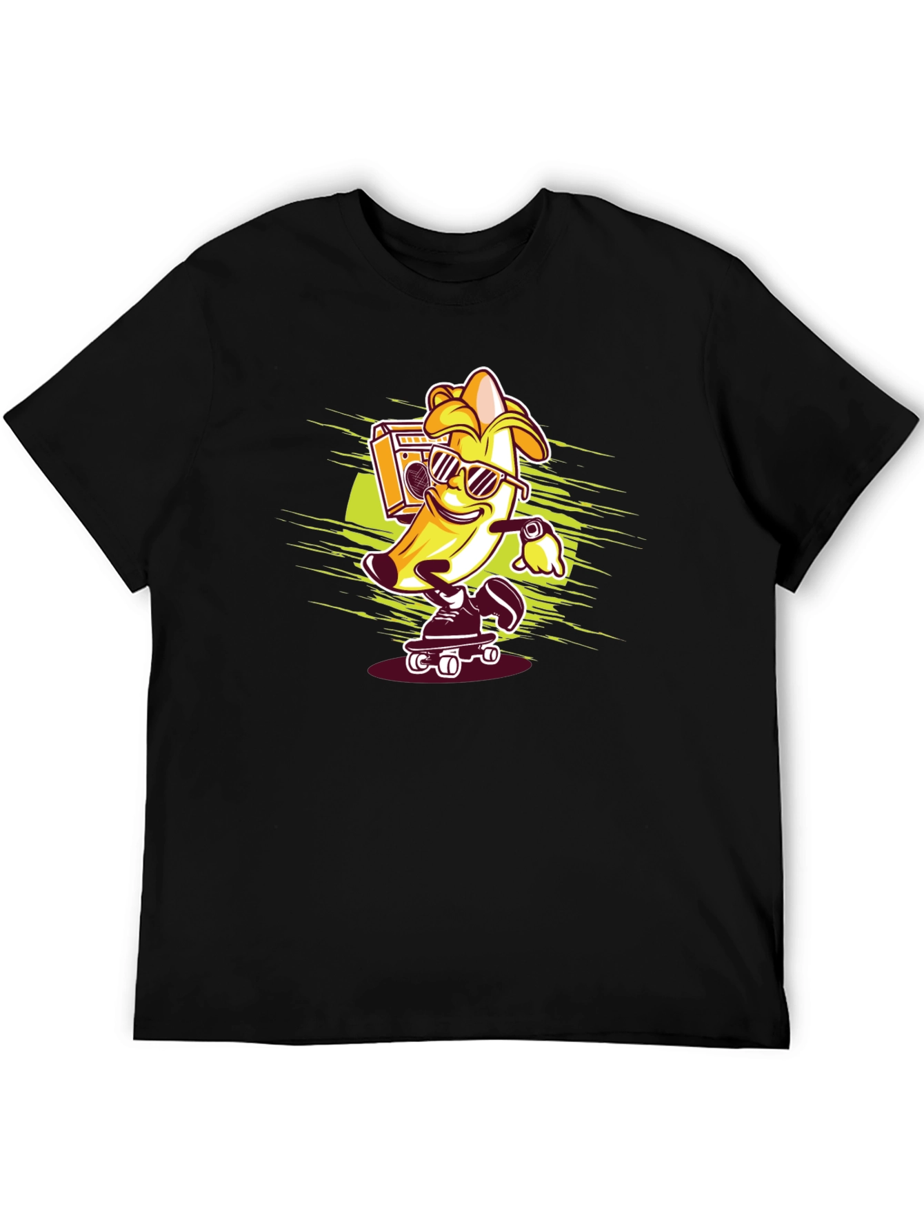 Cool Banana Skateboarder Black T-Shirt