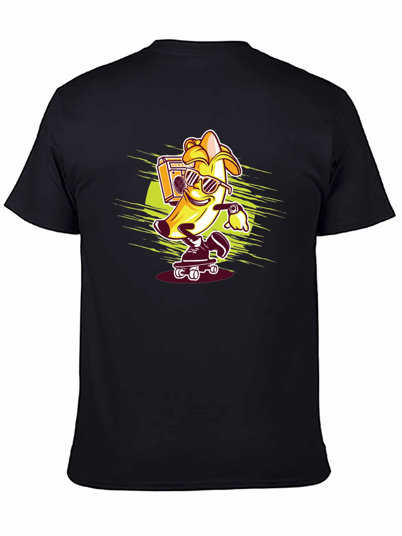 Cool Banana Skateboarder Black T-Shirt