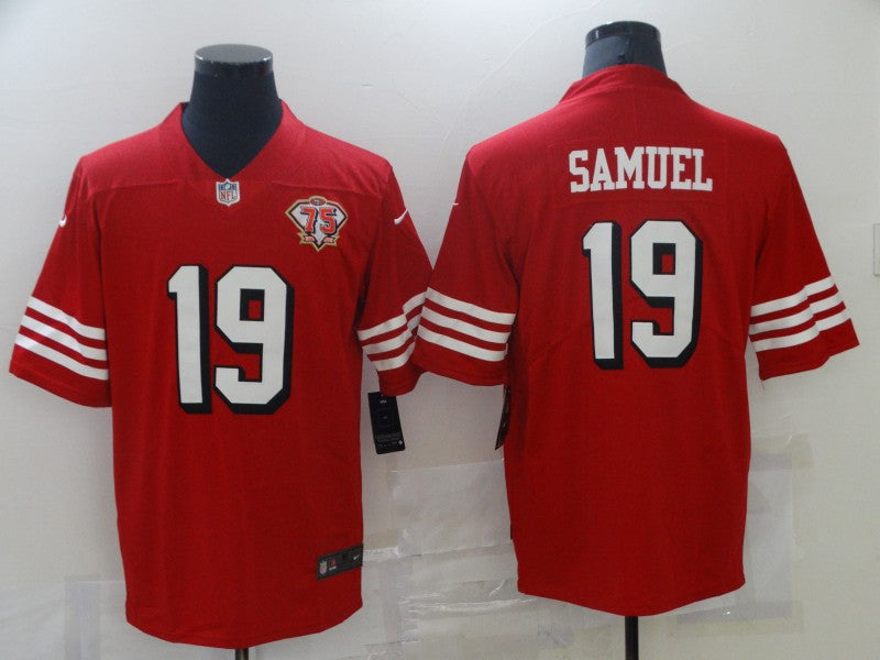 Men's San Francisco 49ers Deebo Samuel #19 Red 75th Anniversary Game Jerseys