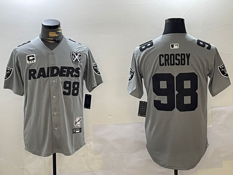 Men's Las Vegas Raiders Maxx Crosby #98 Gray Game Player Jerseys