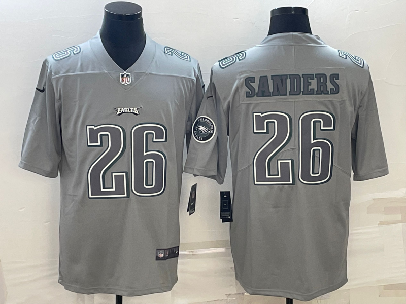 Men's Philadelphia Eagles Miles Sanders #26 Gray Atmosphere Fashion Game Jerseys