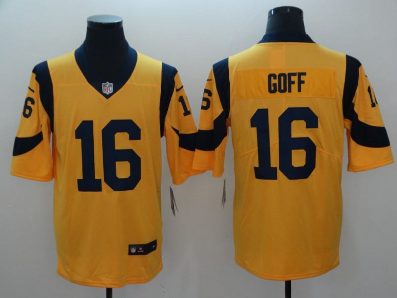 Men's Los Angeles Rams Jared Goff #16 Yellow Game Jerseys