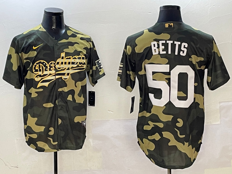 Men's Los Angeles Dodgers Mookie Betts #50 Camouflage Replica Player Jerseys