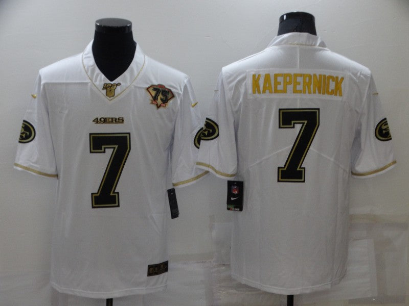 Men's San Francisco 49ers Colin Kaepernick #7 White 75th Anniversary Game Jerseys
