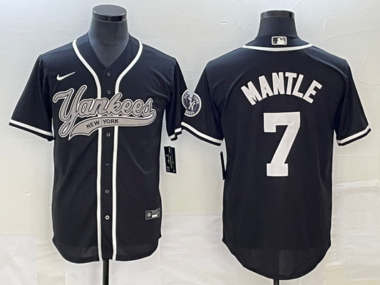 Men's New York Yankees Mickey Mantle #7 Black Player Jerseys Joint Edition